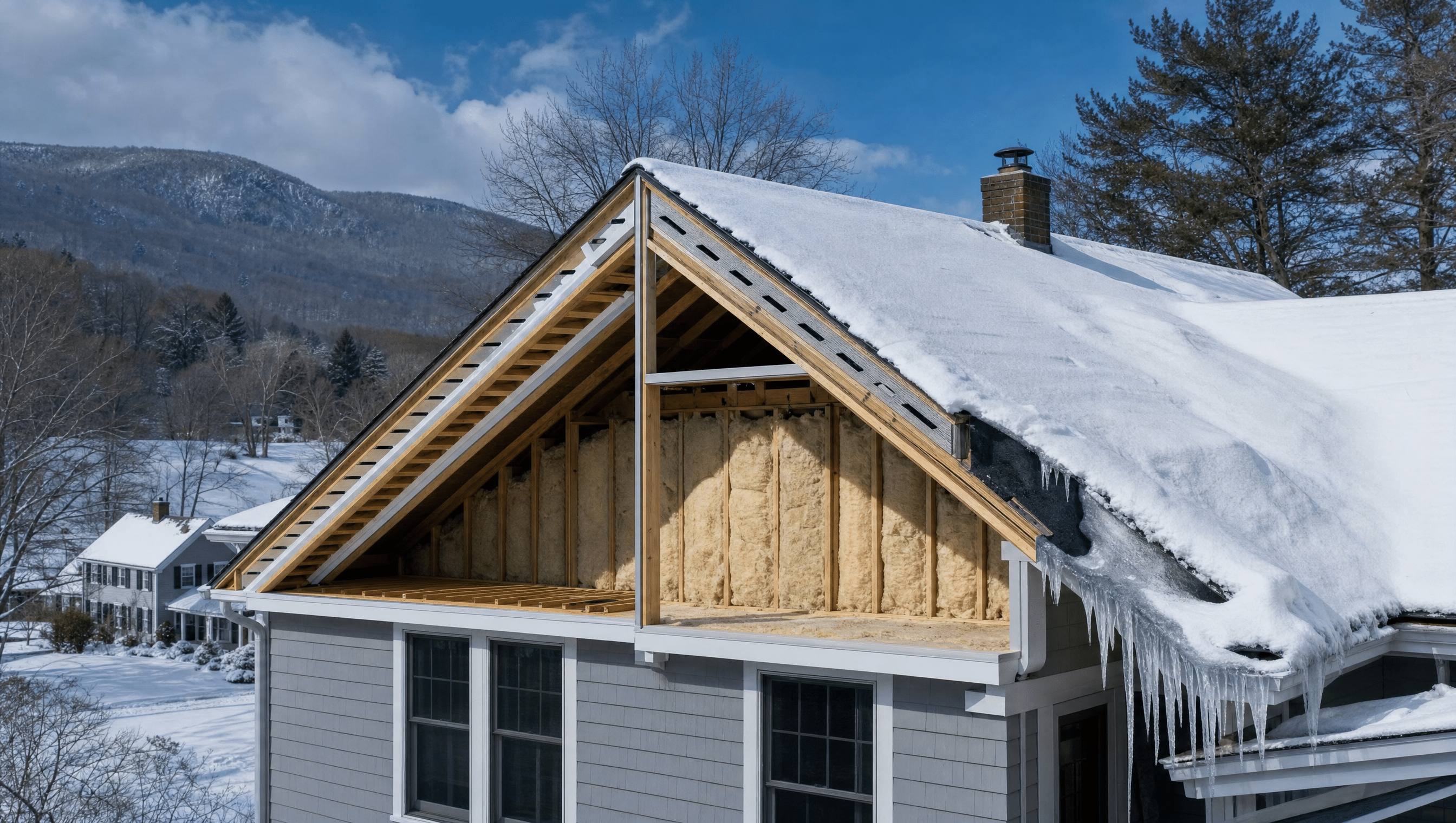 Ice dam formation and prevention on a Berkshire County roof